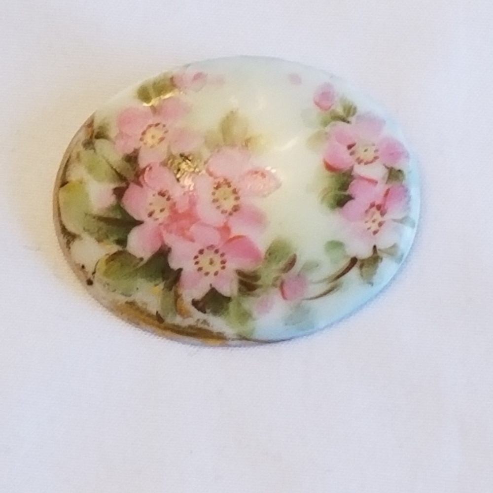 Vintage Painted Porcelain Brooch